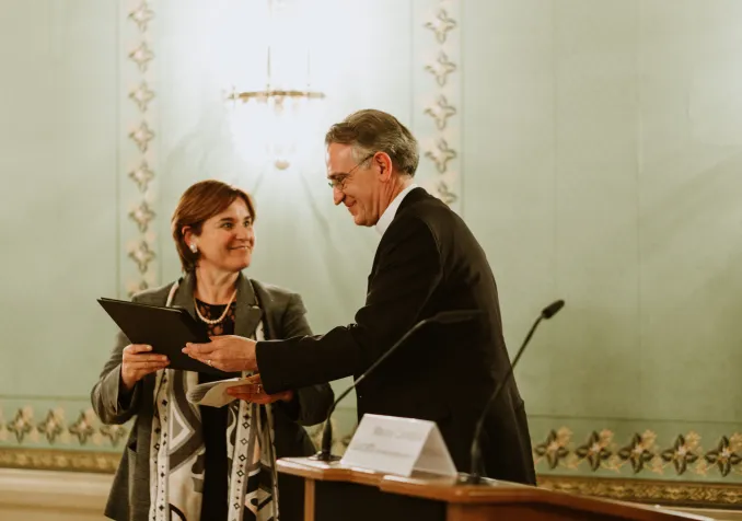 Marina Carbonio Guscetti, vice-présidente du Conseil national et Harald Rein, président du Conseil suisse des religions.