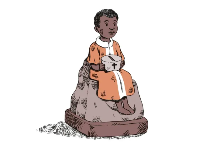 La tirelire du petit Noir qui dit merci © Mathieu Paillard