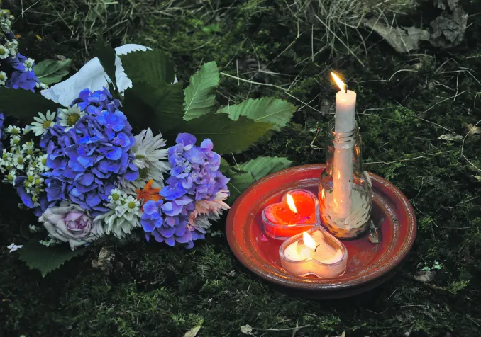 Rituels de réparation de la forêt endommagée lors du mariage d’Isabelle et Damien. © Christine Kristoff-Lardet