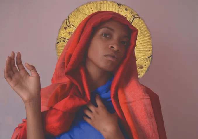 Pour une amie en école d’art, ma petite-fille Aude Leuenberger s’est déguisée en Marie. © Balkis Guetta