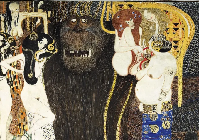 Gustav Klimt - Les forces du Mal et les trois Gorgones - 1902