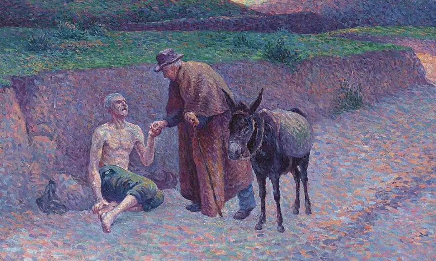 Extrait du tableau de Maximilien Luce, "Le bon Samaritain", 1896 ©Maximilien Luce, Public domain, via Wikimedia Commons
