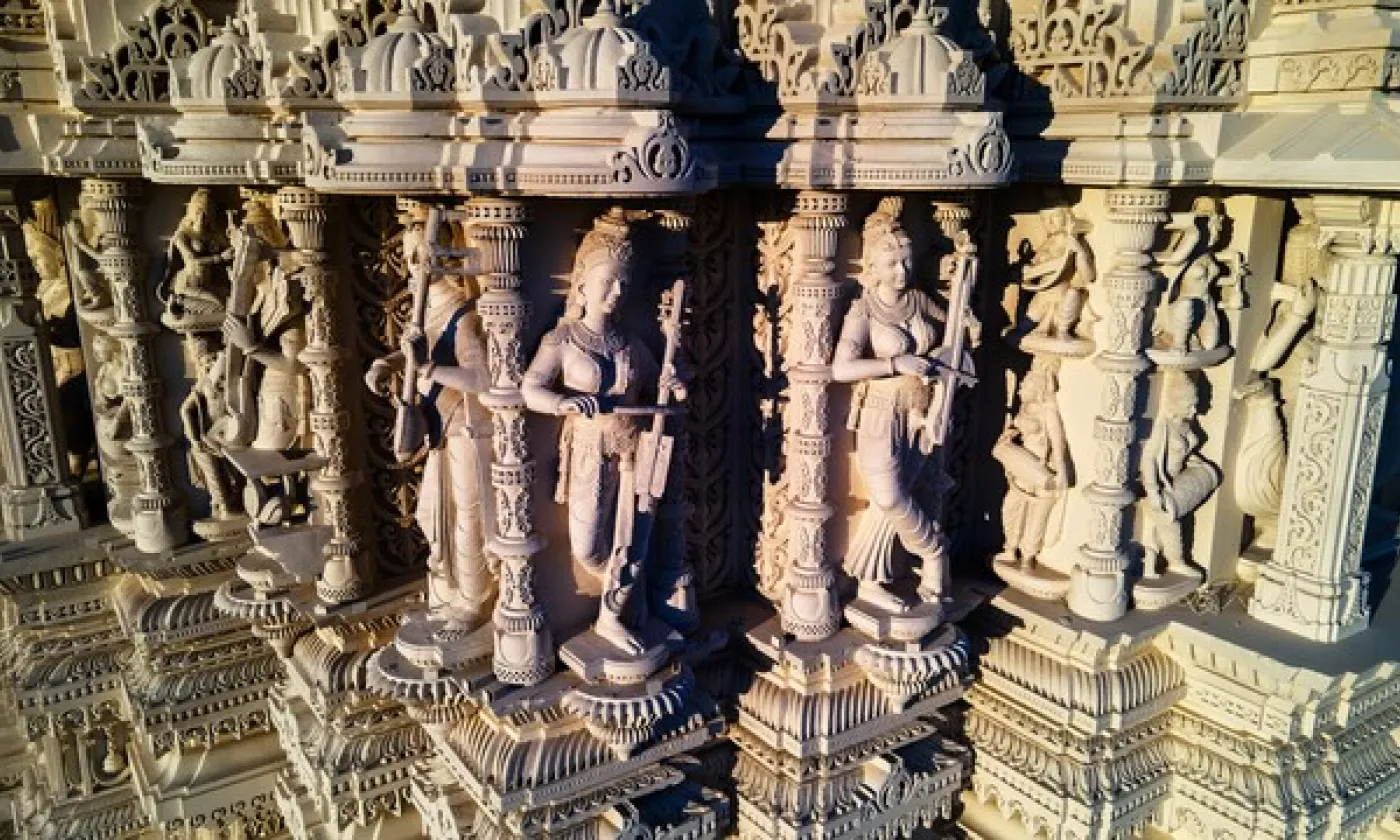 Le temple hindou BAPS Swaminarayan Akshardham à Robbinsville, dans le New Jersey, le 19 novembre 2023 Copyright 2023 The Associated Press. All rights reserved. - TED SHAFFREY