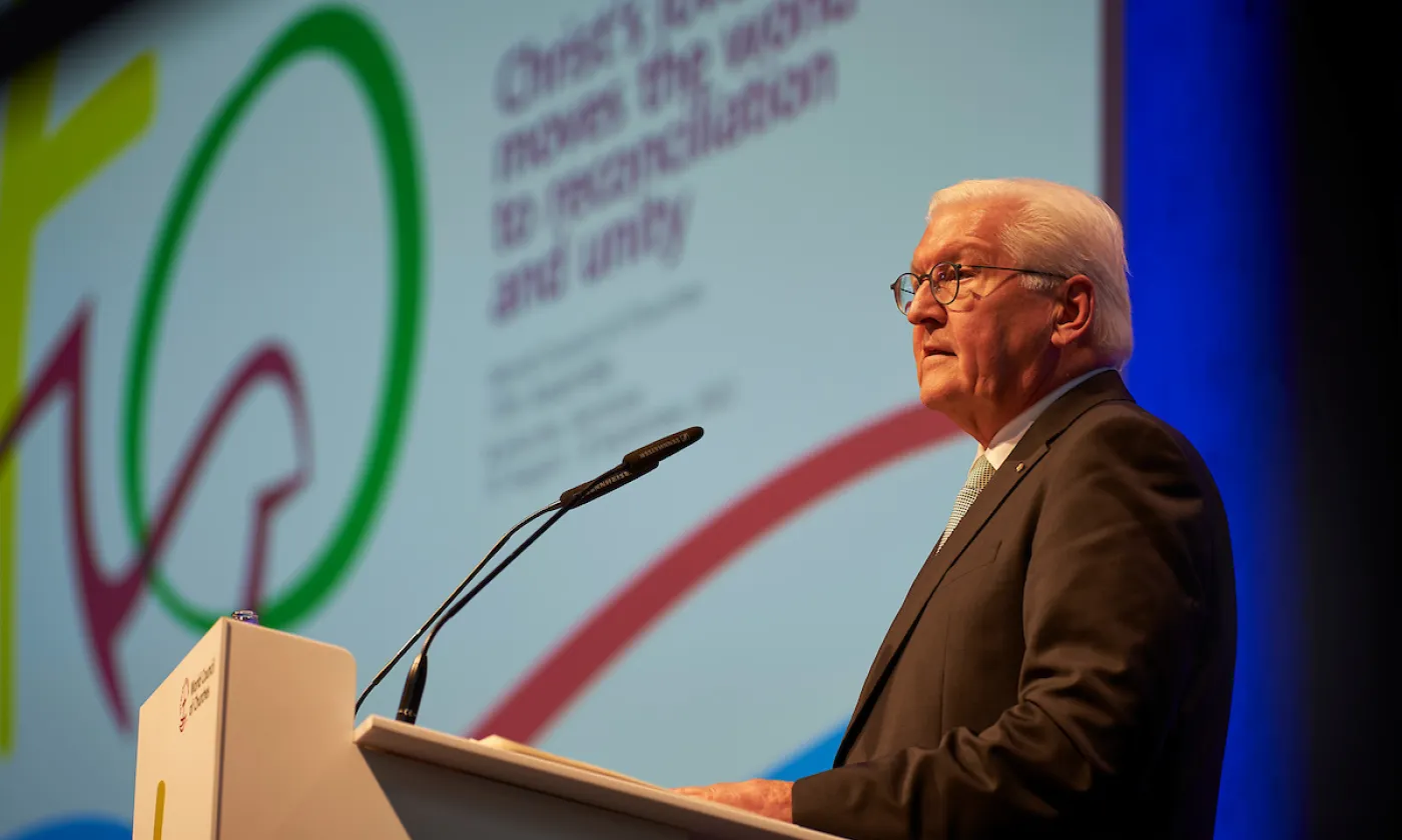 Discours d’ouverture du président allemand Frank-Walter Steinmeier pour la 11e assemblée du Conseil œcuménique des Églises (COE) à Karlsruhe COE/Albin Hillert