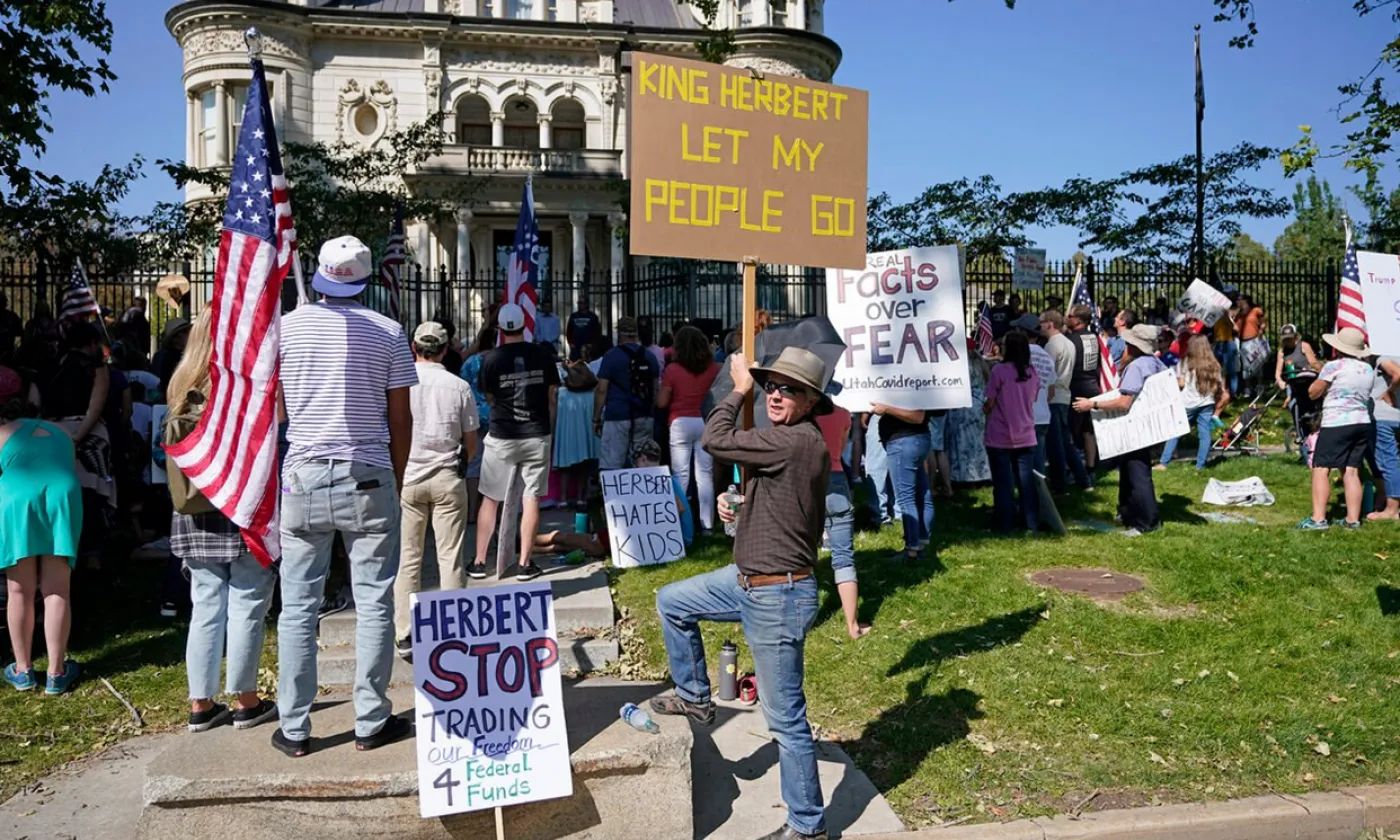 Manifestation anti-masque à Salt Lake City, 12.09.2020 ©AP Photo/Rick Bowmer