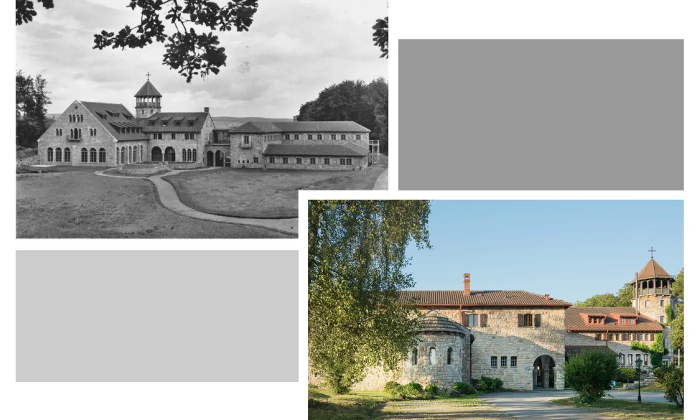 A gauche, le site à peine achevé, et à droite, en l'état actuel. ©Crêt Bérard