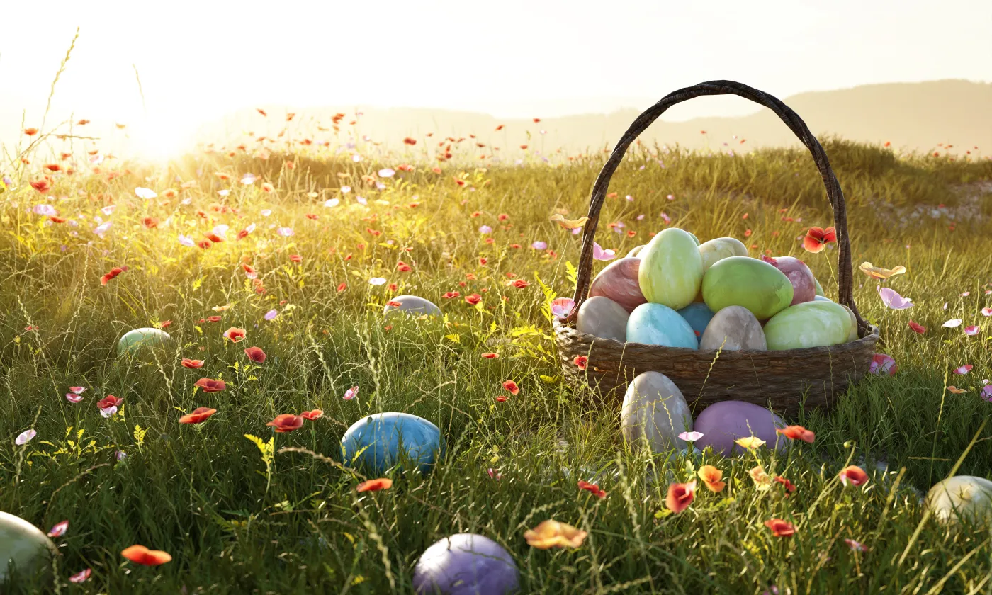 Chocolat, chasse aux œufs, espoir et joie. © Adobe stock