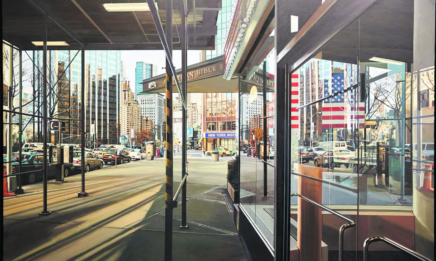 Broadway Looking Towards, peinture de Richard Estes, 2001, musée d'Antioquia, Medellin. © Alamy