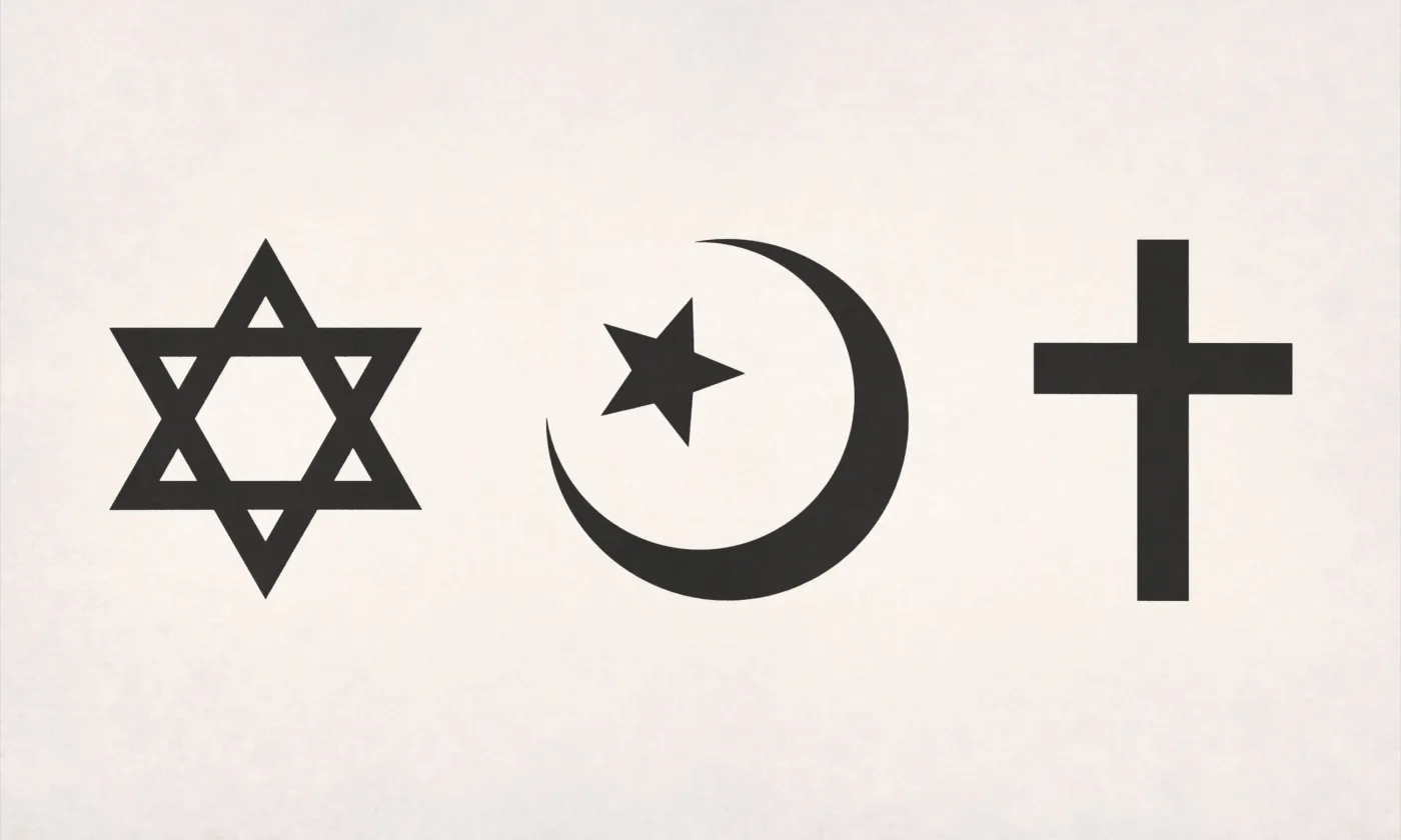 Symboles religieux (judaïsme, islam, christianisme) (c) iStock