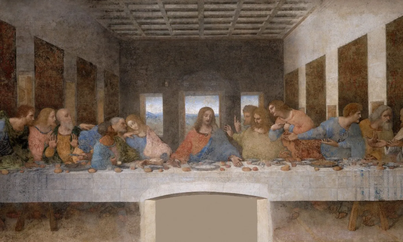 La Cène de Léonard de Vinci est une peinture murale de 4m60 sur 8m80 réalisée de 1495 à 1498 pour le réfectoire du couvent dominicain de Santa Maria delle Grazie à Milan. ©LDD